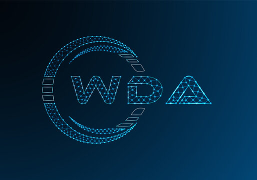 WDA low poly letter logo vector design. WDA lower poly logo design. Low poly logo.