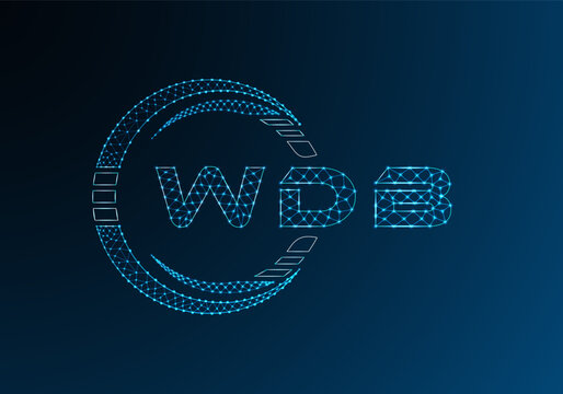 WDB low poly letter logo vector design. WDB lower poly logo design. Low poly logo.