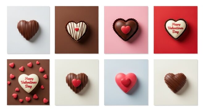 Assorted heart shaped chocolate candies.