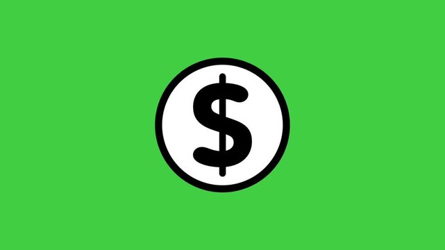 Animation dollar icon sign symbol on green screen motion graphics business concept video element