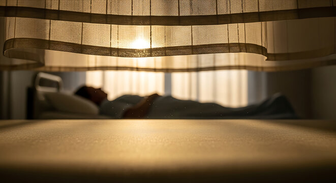A patient resting in a hospital bed behind a privacy curtain highlighting hipaa compliance and healthcare standards in a sunny medical ward