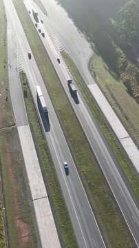 Governador Carvalho Pinto Highway, Ayrton Senna Highway, S&atilde;o Paulo, Brazil. Establishing shot, aerial view.