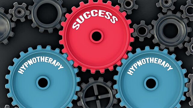 Hypnotherapy powers success. It's the driving force that turn Success into reality. Hypnotherapy sets success in motion. Engine gears metaphor. Made for humans by humans, no AI