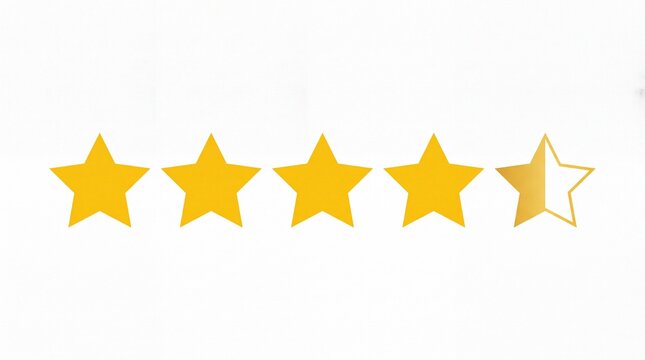 Four and a half golden stars rating icon