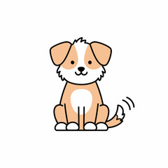 Fototapeta premium Cute Cartoon Dog Sitting Happy - Adorable Puppy Illustration
