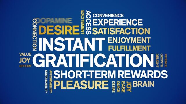 instant gratification insurance animated word cloud-text design animation tag kinetic typography seamless loop.