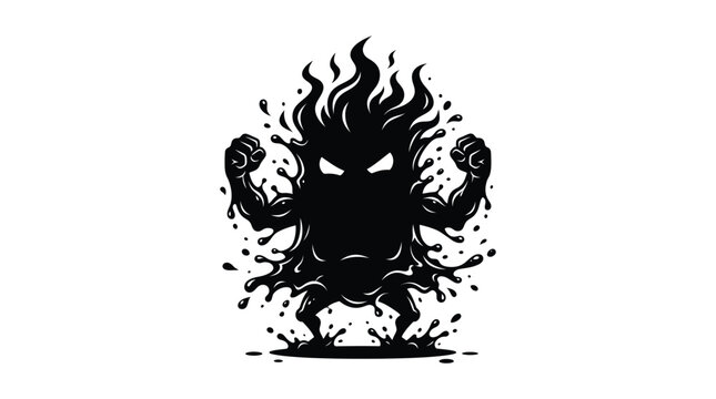 A powerful Cloud puff spirit mascot character stands aggressively outdoors