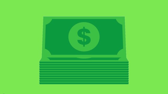 Stack of green paper dollar bills flat vector illustration symbolizing wealth and financial growth