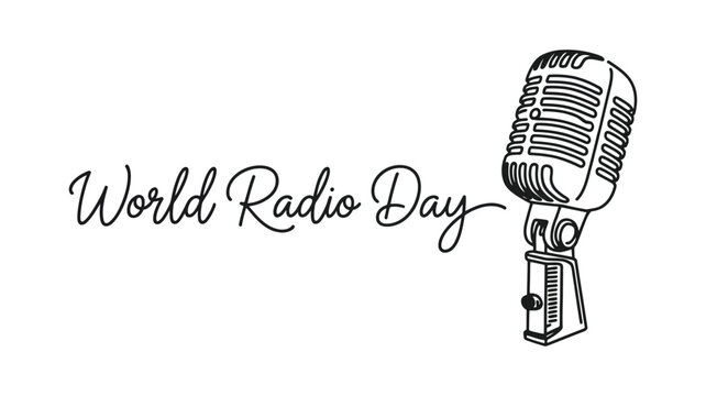 World Radio Day Vintage Microphone Broadcasting Awareness Illustration
