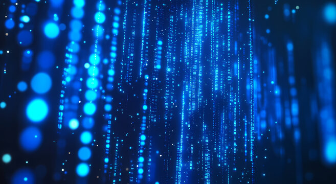Abstract Blue Digital Rain