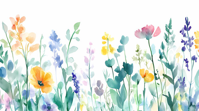 Watercolor Floral Border Design