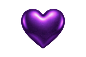 Obraz premium Purple metallic 3d heart symbol representing love, romance, passion, and valentines day design element on transparency