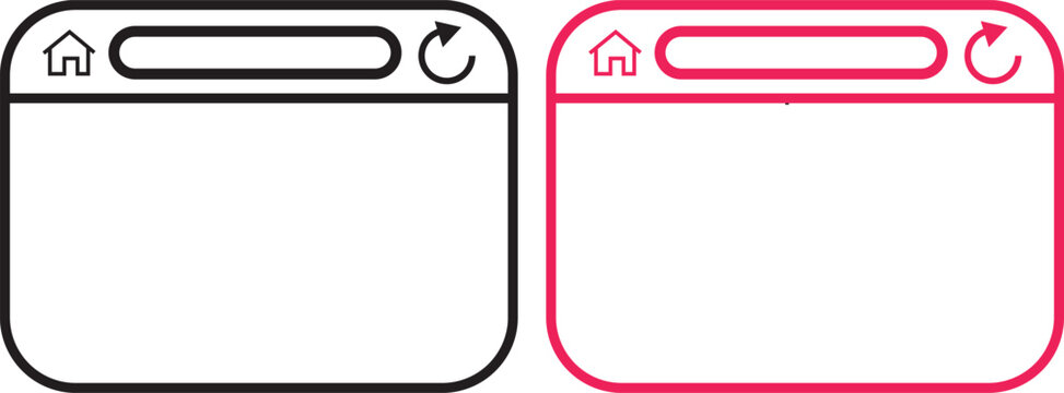 Abstract web browser window vector set with blank black and red internet interface layout