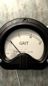 Grit meter showing low levels of grit. Minimum and decreasing grit value, below the norm. Lack of grit. None of it, insufficient.