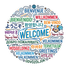 Welcome in Many Languages, Global Greeting Concept © siti