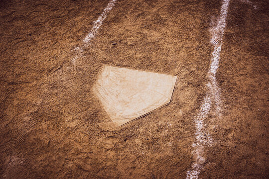 Baseball and softball home plate viewed from above