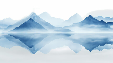 Fototapeta premium Tranquil Mountain Scenery in Misty Blue