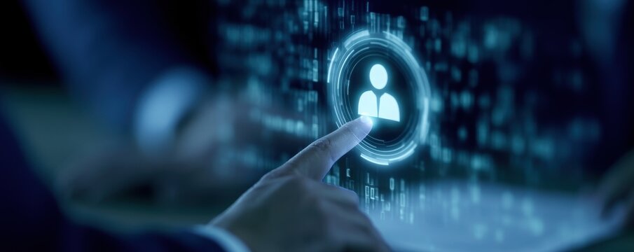 A businessman evaluating a regional statistic on employee engagement with a human resource co worker over a secure employment contract with digital authentication.