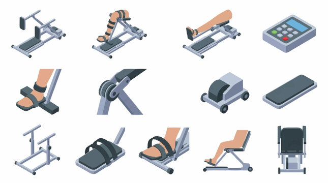 Collection of gym and exercise equipment icons for fitness.