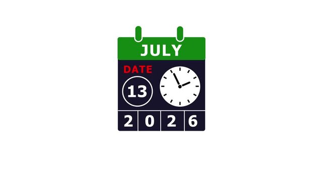 July 13 2026 Calendar Date Icon With White Background image photo