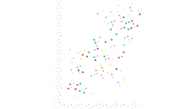 A minimalist scatter plot illustration featuring various colorful dots arranged in a data visualization pattern, suitable for business presentations.