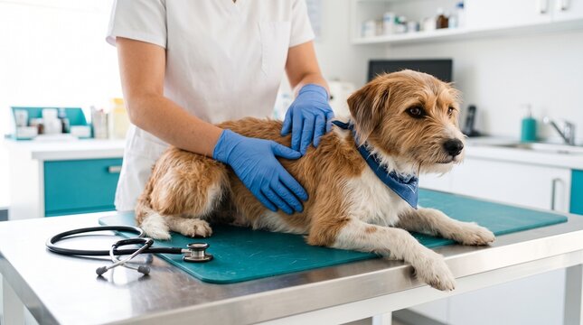 Veterinarian Examining Rescue Dog