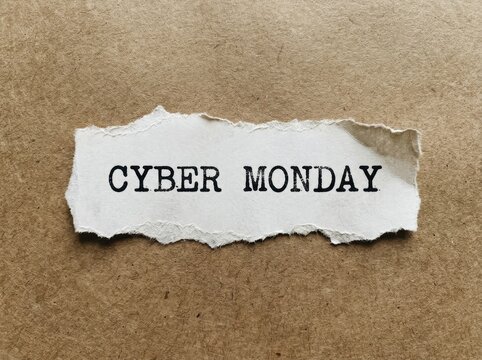 Torn Paper Piece with "Cyber Monday" Text, Retail Sale Concept