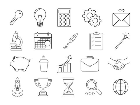 Business and Productivity Object Set Illustration for Office and Work Concept