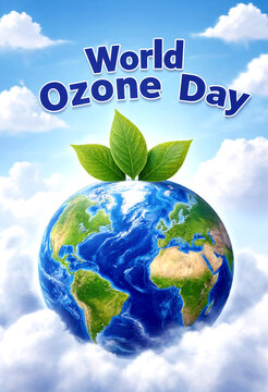 Colorful globe with green leaves celebrating world ozone day for environmental awareness campaign