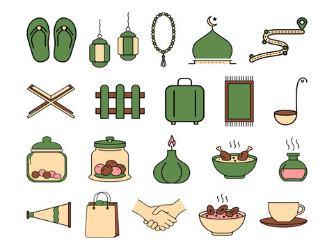 Islamic Culture and Ramadan Elements Illustration Set