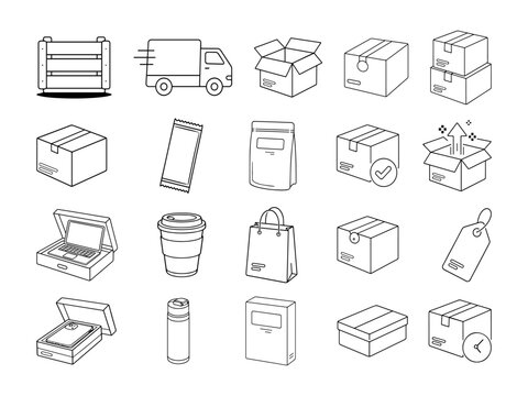 Packaging and Shipping Materials Illustration Set