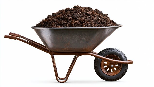 Organic Compost in Wheelbarrow Ready for Gardening