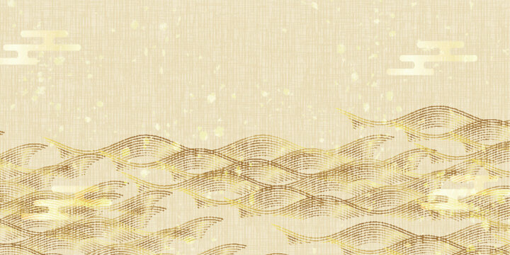 Elegant Golden Wave Pattern Japanese Style Background