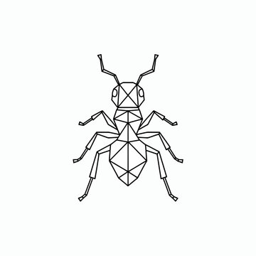 Geometric line art of an ant using polygonal shapes