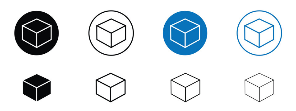 Cube icon solid symbols collection