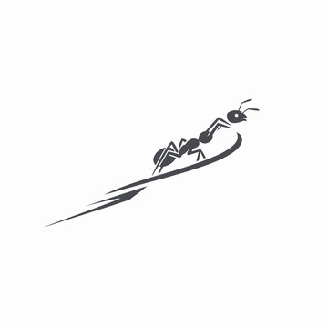 Stylized ant climbing along curved path