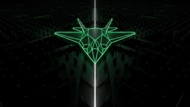 黒背景で量子照明のレーザー光がステルス機体の輪郭を抽出する抽象的な科学CG映像