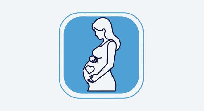 Pregnant woman icon with baby bump.