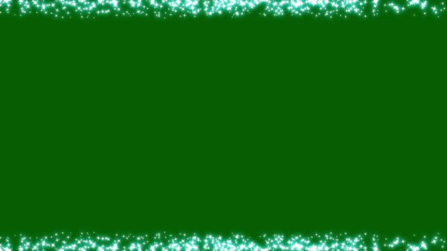Rectangular frame with shimmering blue white star particles glittering movement on a green screen, white particles moving luxury glitter frame border isolated, 4k.video