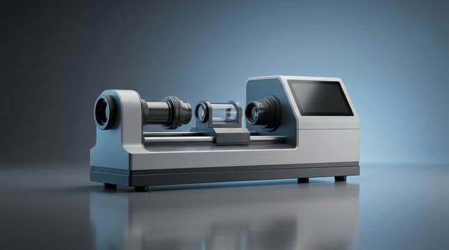 Digital refractometer 3D render, electronic refractive index meter, optical concentration analyzer, laboratory testing instrument, industrial measurement device, analytical equipment