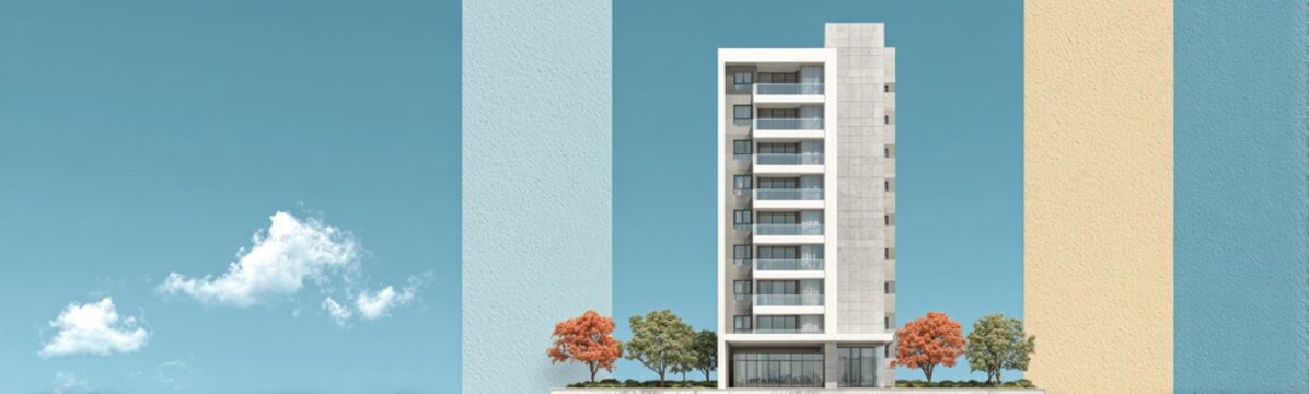 Tall building with a sky background real estate banner copy space