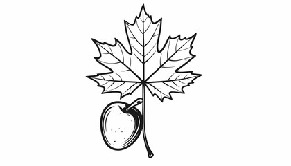 Maple leaf with acorn illustration. © Undangan