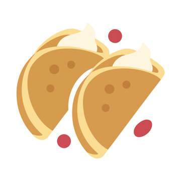 Two crepes with cream and berries
