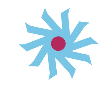 Abstract blue flower with red center