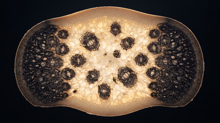 Fototapeta premium Cross Section of Bamboo Stem Showing Vascular Structure