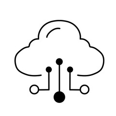 Obraz premium Technology and IT line art icon set with cybersecurity cloud computing and coding elements vector