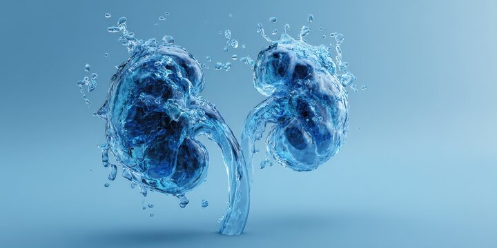 Realistic water kidney illustration for medical education and health awareness campaigns