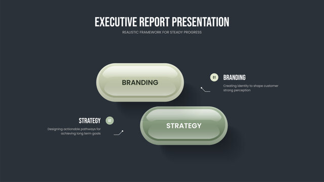 Project Portfolio Two Element Infographic Frame Template. Visual Introduction 2 Step Diagram Slide Layout. Digital Forecast Slideshow Design Vector Illustration.