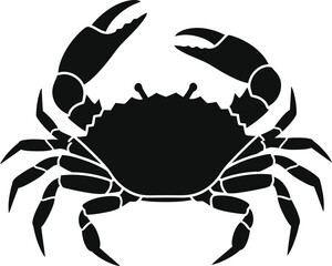 Black crab walking with large claws on beach