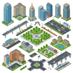 Isometric City Buildings and Infrastructure Elements © Biru